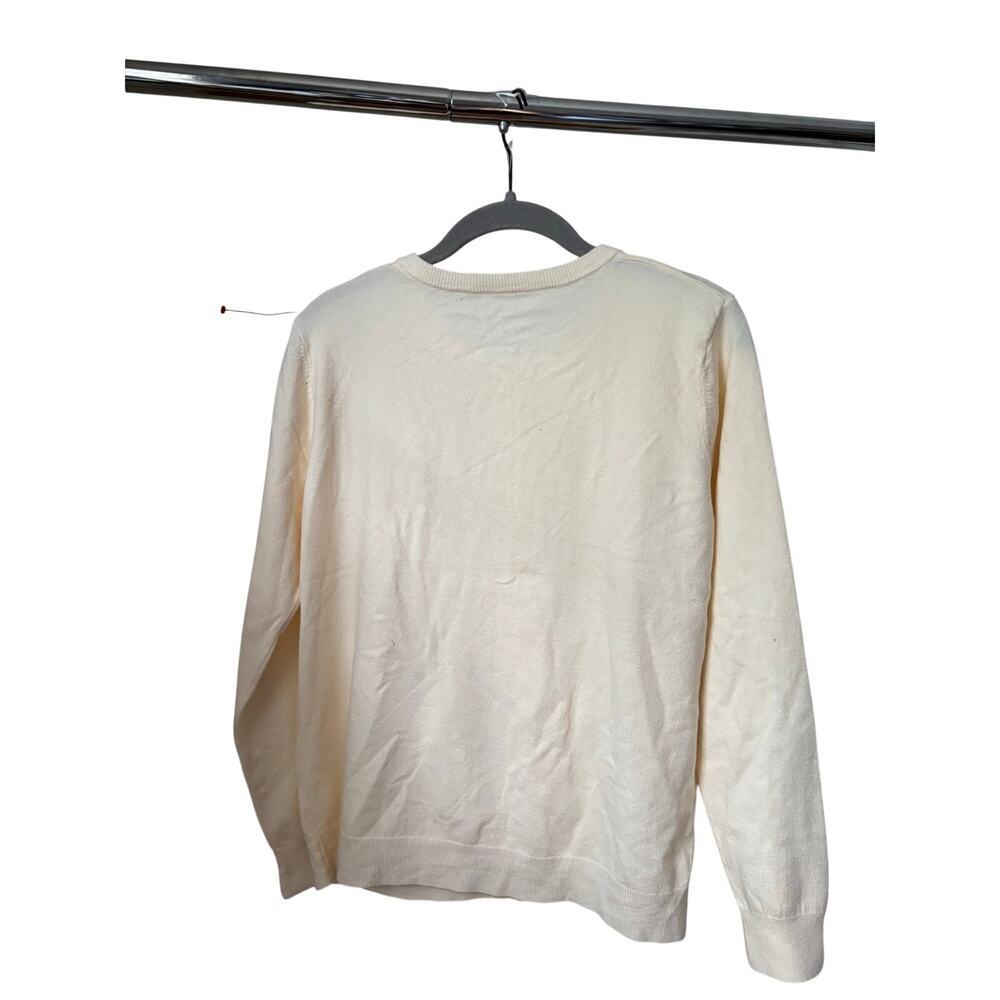 Women’s Ivory Button Front Cardigan Sweater Soft Knit Long Sleeve Classic M - Picture 7 of 9